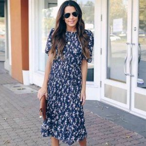 Just Me- Recipe For Romance Floral Chiffon Midi Dress